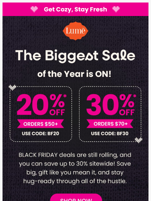 lumedeodorant newsletter: 📣 Lume VIP, you've unlocked 30% OFF SITEWIDE! 🛍️