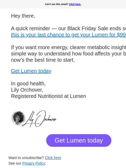 lumen newsletter: Last chance to get your Lumen for $99
