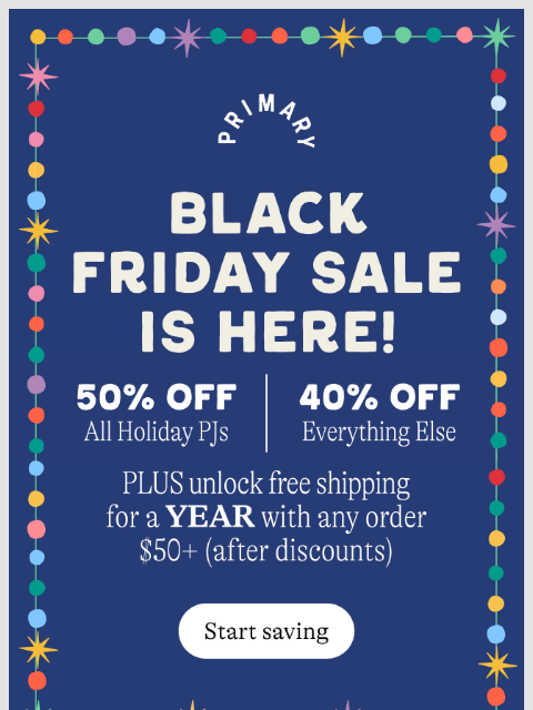 primary newsletter: Black Friday is Here: ✔️50% OFF PJs ✔️40% OFF Ever...