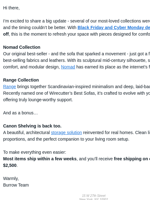 burrow newsletter: Back in Stock (Just in Time for Black Friday Savin...