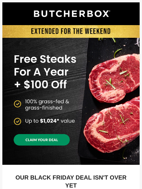 butcherbox newsletter: 🥩ONE MORE CHANCE: $100 Off🥩
