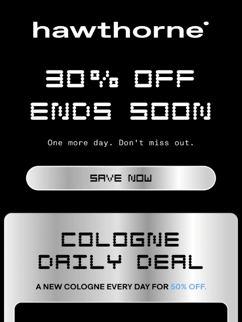 hawthorne newsletter: Today's 50% Off Cologne Daily Deal