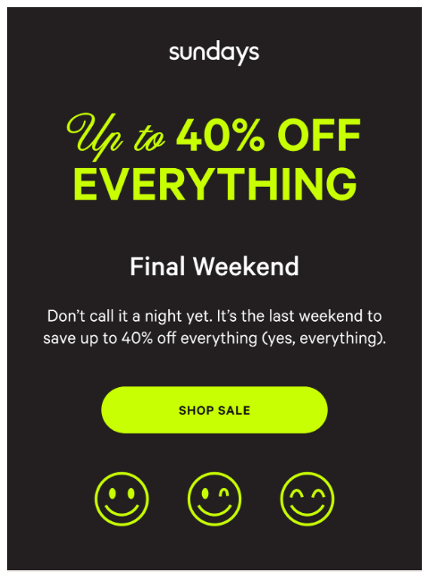 sundays-company newsletter: Big Sale: Your last scroll before bed