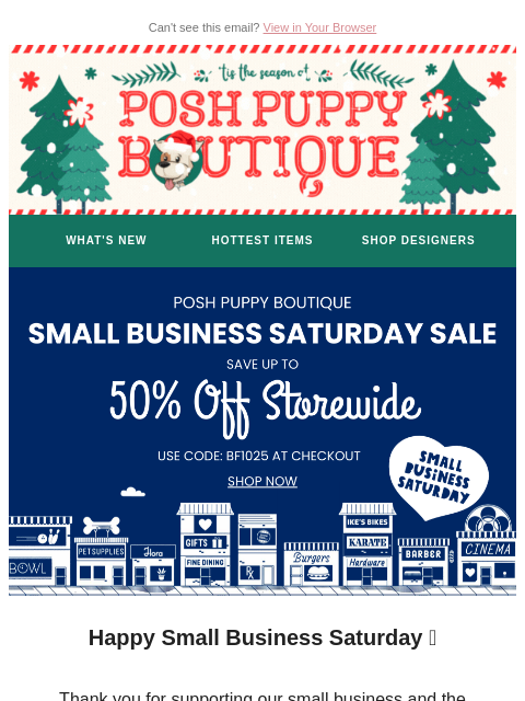 poshpuppyboutique newsletter: Small Biz Saturday 🌟 40% Off Extended