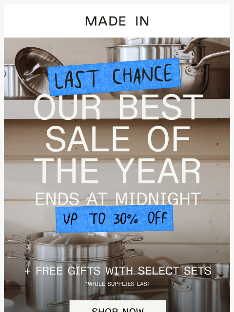 madeincookware newsletter: ⏰ Final Hours: Save Up to 30%