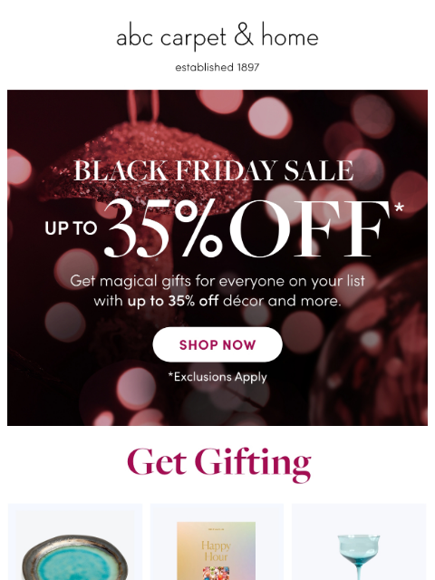 abchome newsletter: Get Gifting: Up to 35% Off Décor + More!
