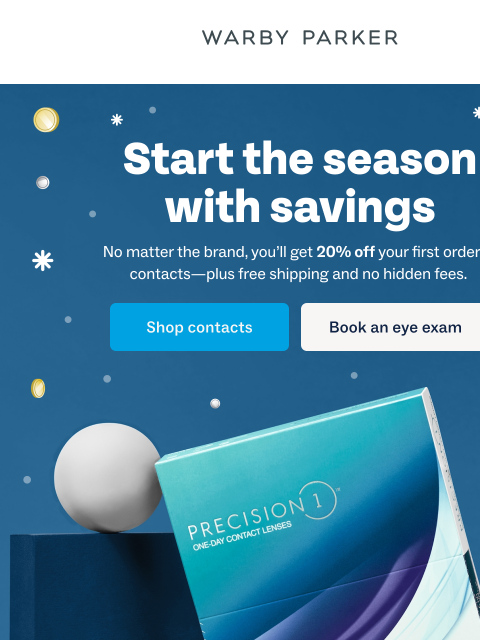 warbyparker newsletter: 20% off contacts!