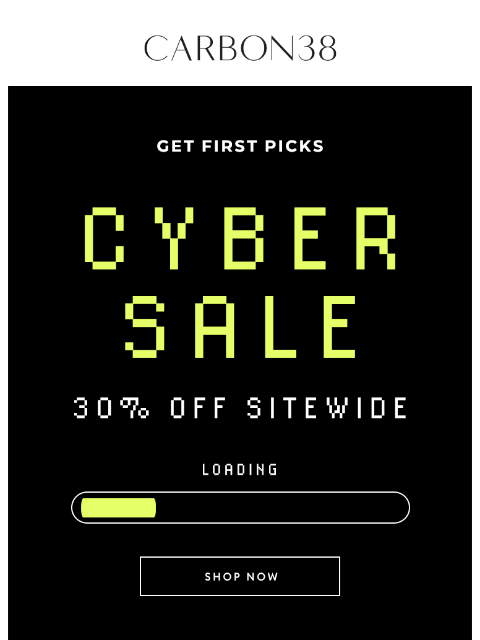 carbon38 newsletter: 30% off your favorites!