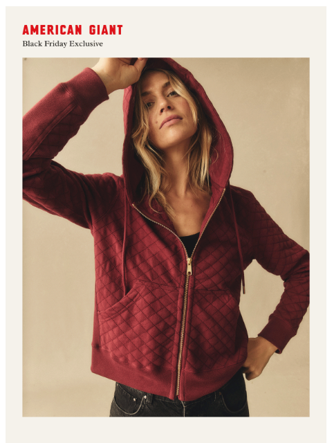 american-giant newsletter: Diamond Stitch Full Zip is back