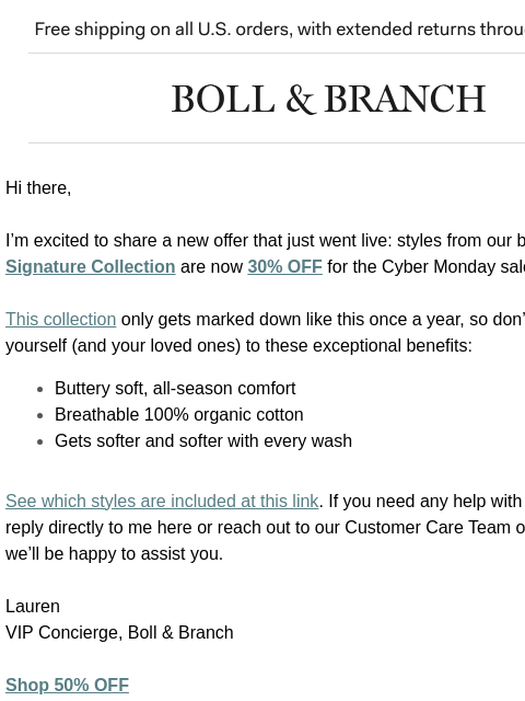 bollandbranch newsletter: I have a special Signature offer for you