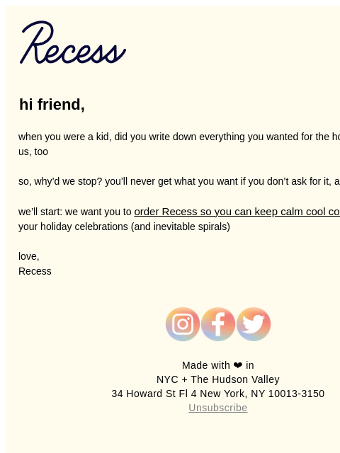 takearecess newsletter: making a wish list