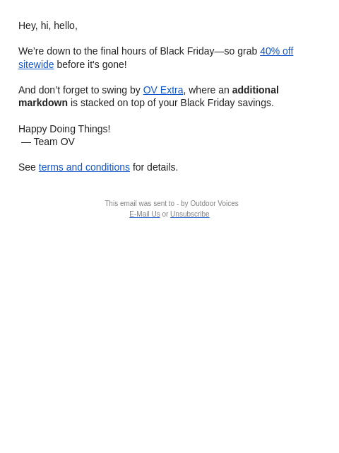 outdoorvoices newsletter: TIME'S RUNNING OUT​