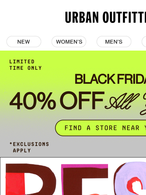 urbanoutfitters newsletter: our best-sellers are 40% Off 🫢
