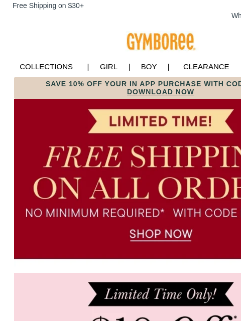 gymboree newsletter: 60% OFF + Limited Time FREE Shippping w/ code FREE...