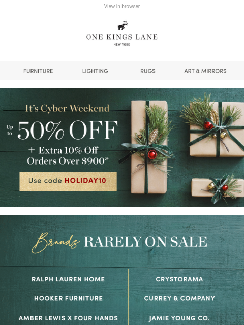 onekingslane newsletter: 🚨 RARELY ON SALE 🚨 Amber Lewis, Hooker Furniture...