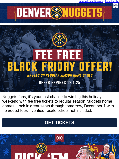 thedenvernuggets newsletter: Nuggets Holiday Deals
