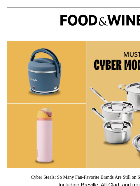 foodandwine newsletter: Cyber Weekend Deals: Kitchen Gadgets, Holiday Baki...