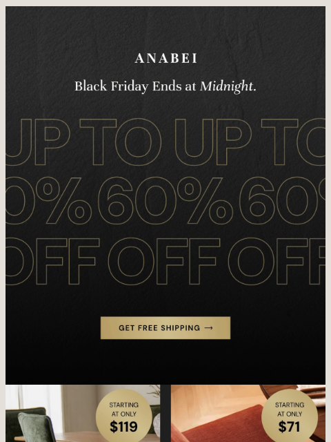 anabei newsletter: Black Friday ends TONIGHT