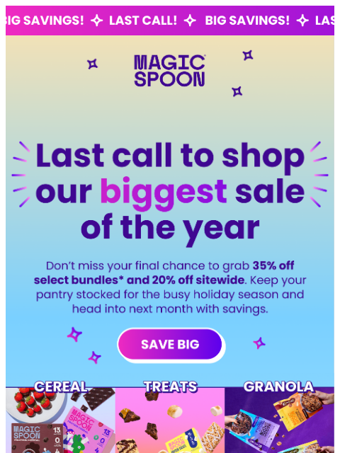 magicspoon newsletter: Last chance for 35% off! 🖤 BIG BIG SAVINGS!