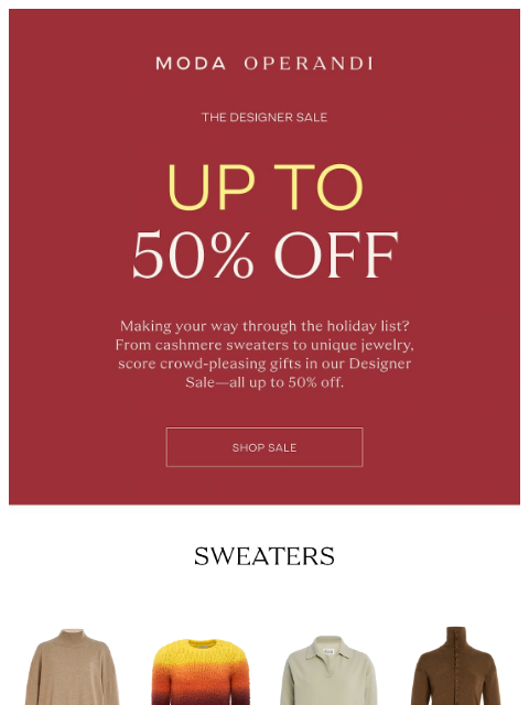 modaoperandi newsletter: Up to 50% off crowd-pleasing gifts 🎁