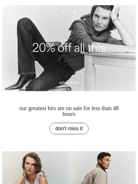 ayr newsletter: 20% off the greatest hits