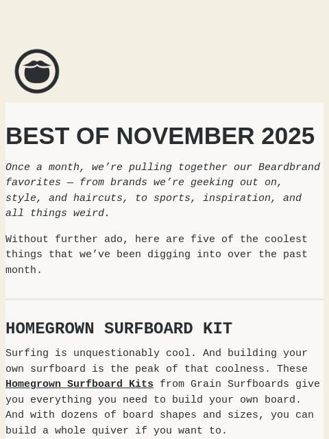 beardbrand newsletter: Best of November 2025