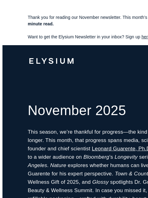 elysiumhealth newsletter: “You have to maintain NAD+ every day.” - Leonard G...