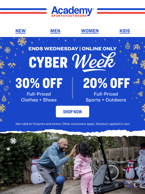 academy newsletter: Cyber Week! Up to 40% off Nike Clothes + Shoes and...