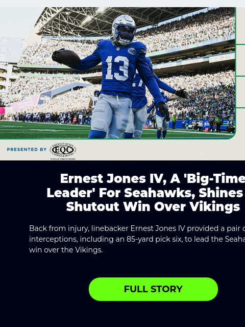 seahawksemail newsletter: A 'Big-Time Leader' For Seahawks Shines In Shutout...