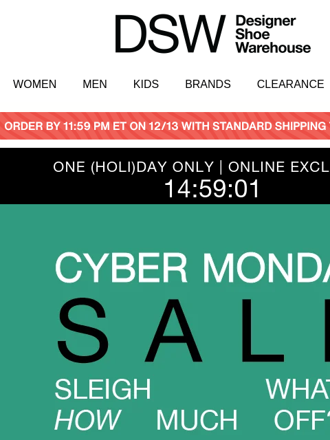 dsw newsletter: CYBER DEAL REVEAL