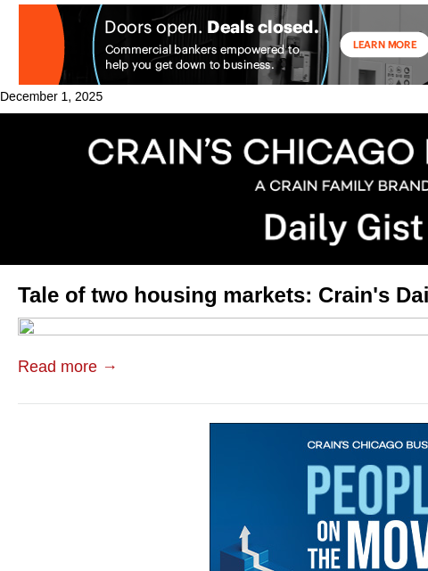crainalerts newsletter: Tale of two housing markets: Crain's Daily Gist po...