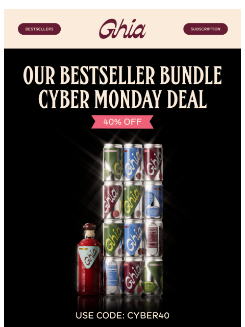 drinkghia newsletter: 40% off!! We don't do this often!!