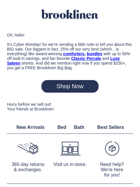 brooklinen newsletter: A BIG SALE just for YOU