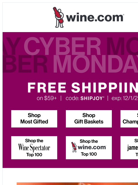 wine newsletter: Cyber Monday deals are here!