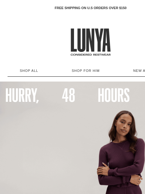 lunya newsletter: HAPPY MONDAY,  FREE GROUND SHIPPING