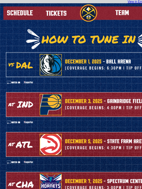 thedenvernuggets newsletter: Tune In as the Nuggets Take On the Mavericks, Pace...