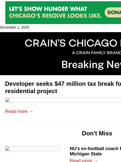 crainalerts newsletter: Developer seeks big tax break for Loop office conv...