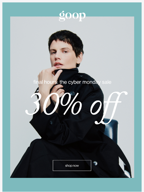 goop newsletter: the cyber Monday sale: 30% off