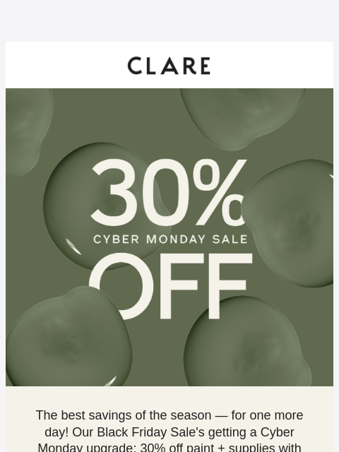 clare newsletter: ONE DAY ONLY: 30% off sitewide