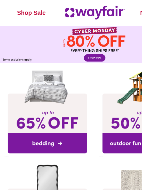 wayfair newsletter: ⭕⭕⭕ TODAY ONLY: CYBER MONDAY ⭕⭕⭕