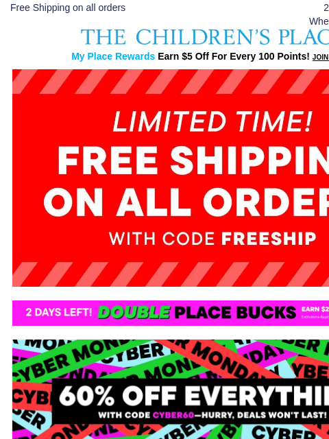 childrensplace newsletter: Ho-Ho-Holiday Looks 60-70% OFF!❤️