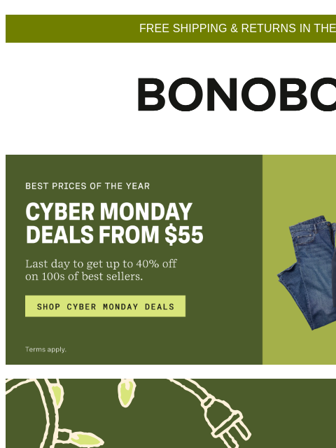 bonobos newsletter: 30-70% Off Sitewide for Cyber Monday