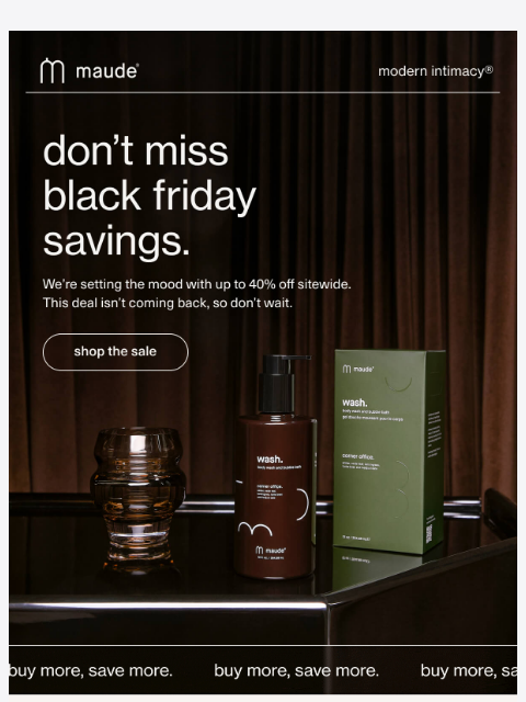 getmaude newsletter: up to 40% off ends soon.