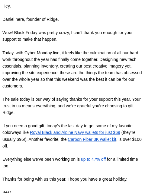 ridge newsletter: I’m usually not a Monday person