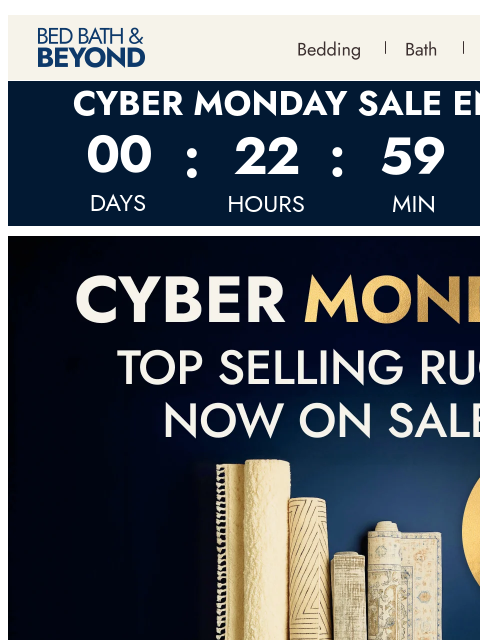 bedbathandbeyond newsletter: Up to 75% off rugs in every style 🧶