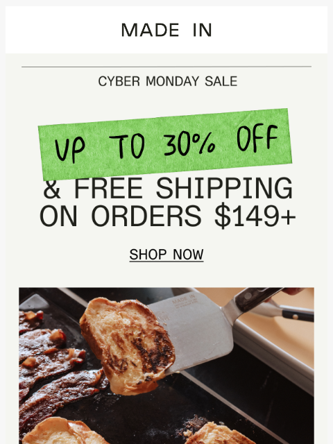 madeincookware newsletter: 🚨 Cyber Monday Sale Starts Now 🚨