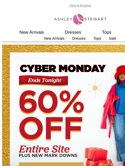 ashleystewart newsletter: LAST DAY! 60% off NEW + CLEARANCE