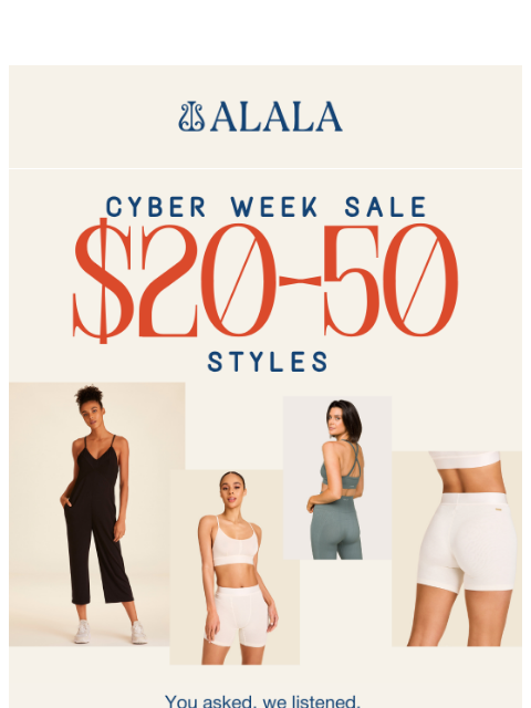alalastyle newsletter: $20–$50 Styles Await