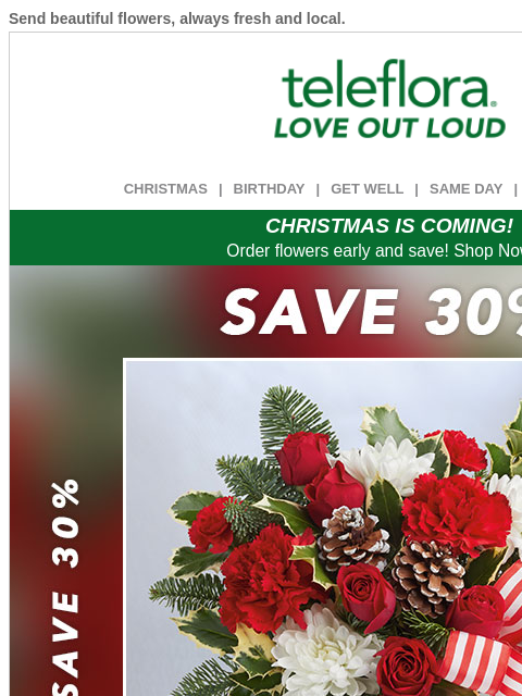 teleflora newsletter: Last Chance for Cyber Monday 30% Off ⌛