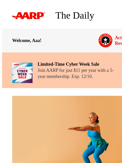 aarp newsletter: The Daily — Squats: The Best Exercise You Can Do f...